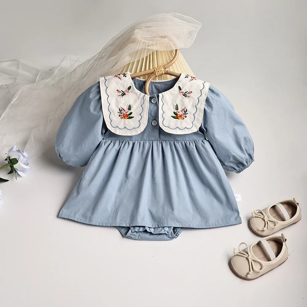 Flower Embroidery Collar Dress
