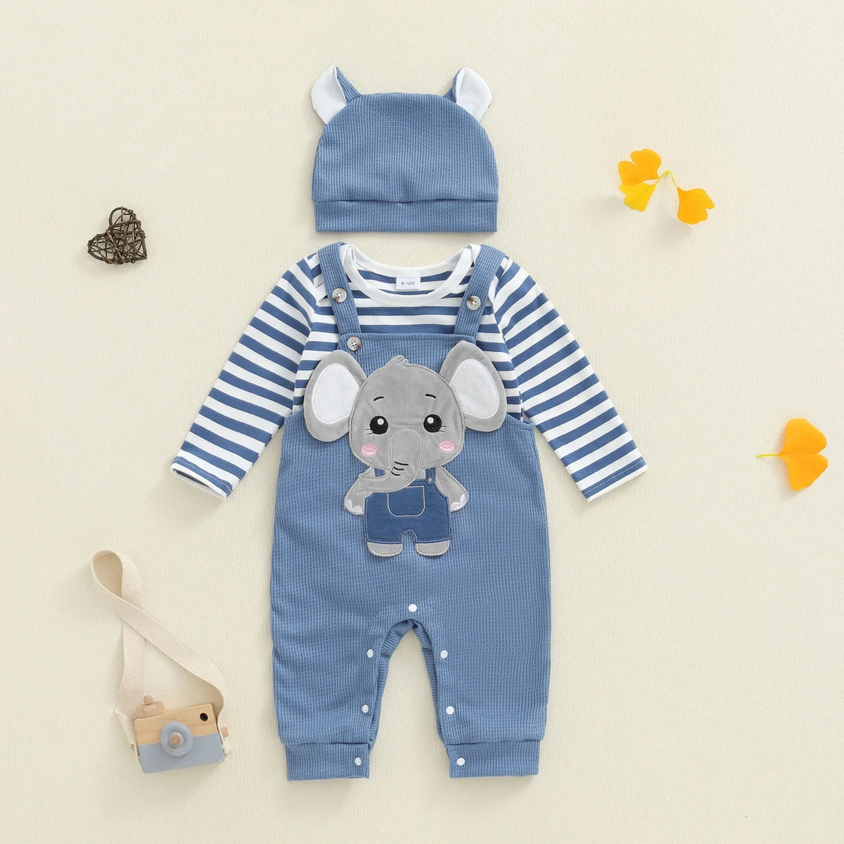 Elephant Overalls Jumpsuit Set