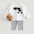 Fuzzy Animal Striped Pants Set