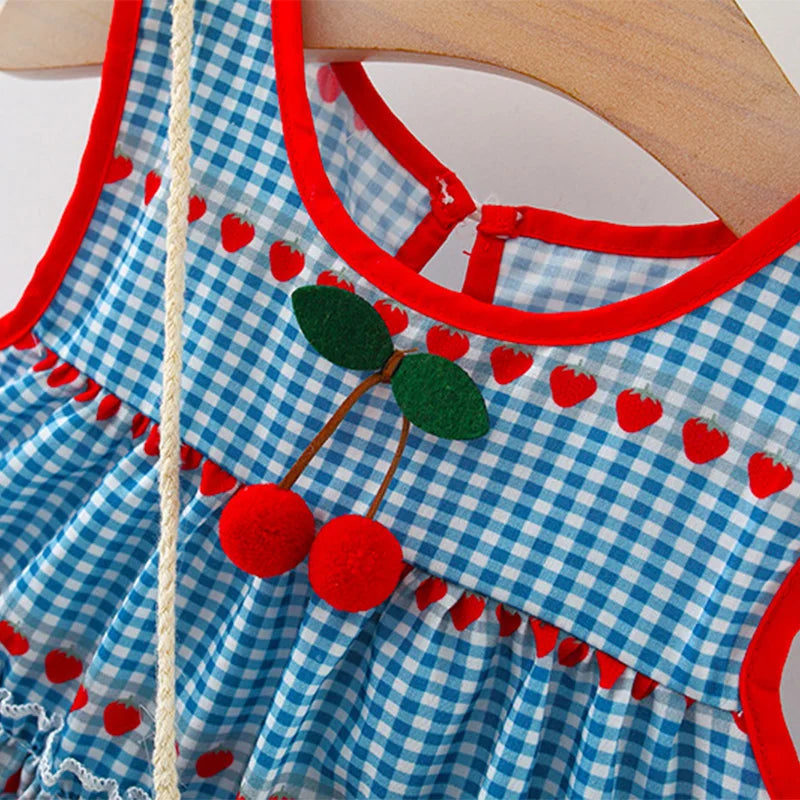 Sleeveless Cherry Dress With Bag