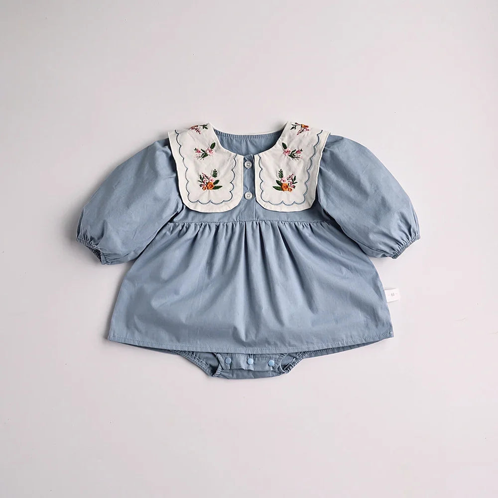 Flower Embroidery Collar Dress