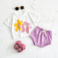 Flower Print T shirts Shorts Set