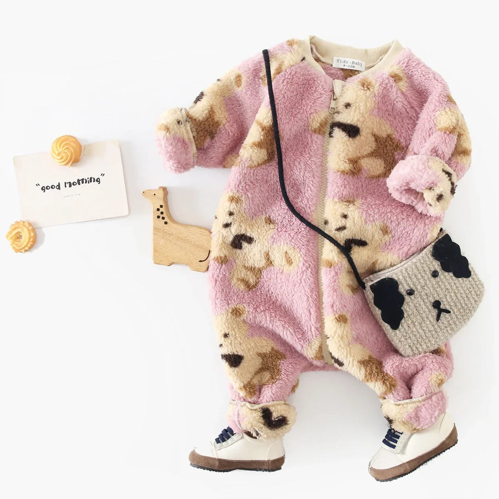 Fleece Teddy Bear Snuggle Jumpsuit
