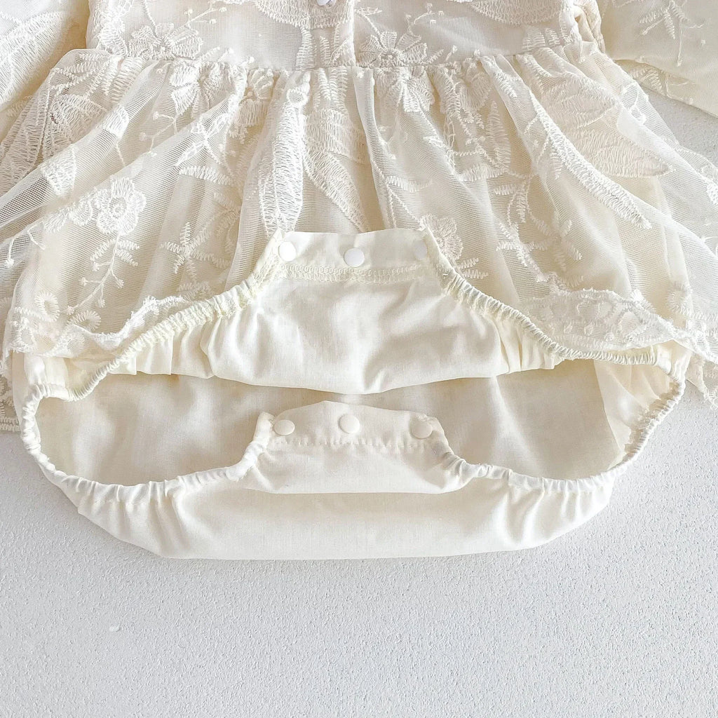 Lace Button up Romper Dress
