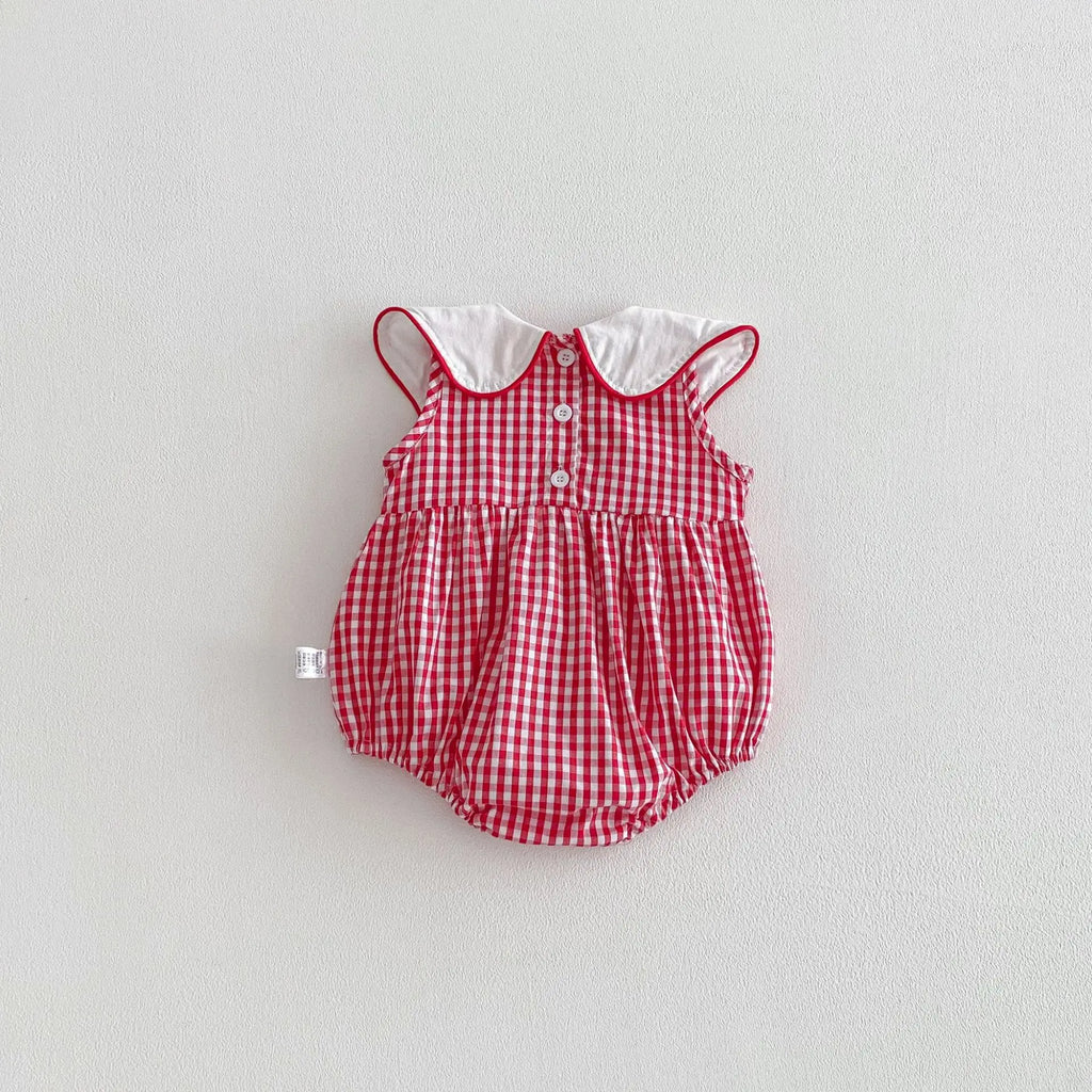 Embroidered Strawberry Collar Bodysuit