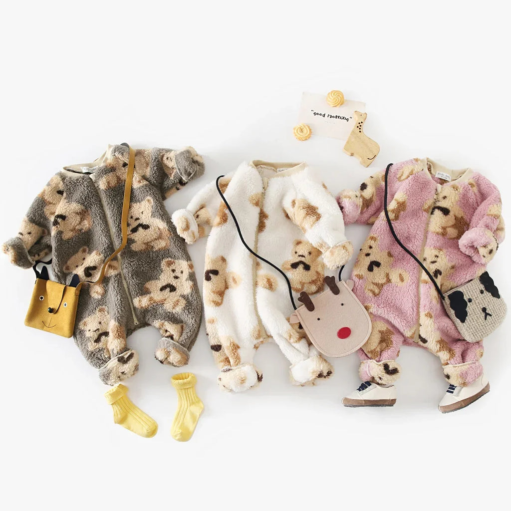 Fleece Teddy Bear Snuggle Jumpsuit