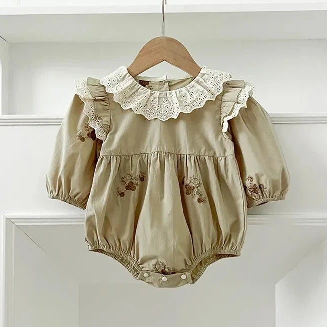 Lace Collar Flower Romper