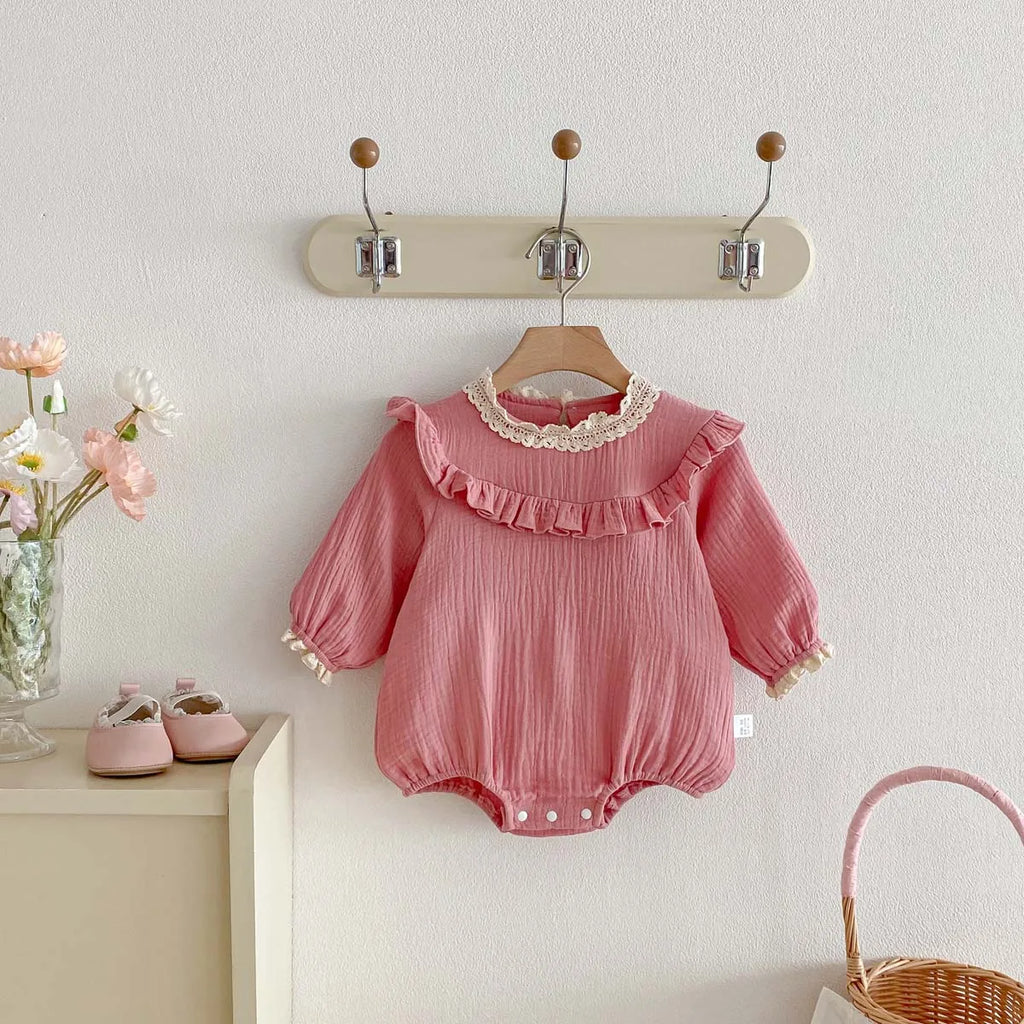 Pink Lace Collar Romper