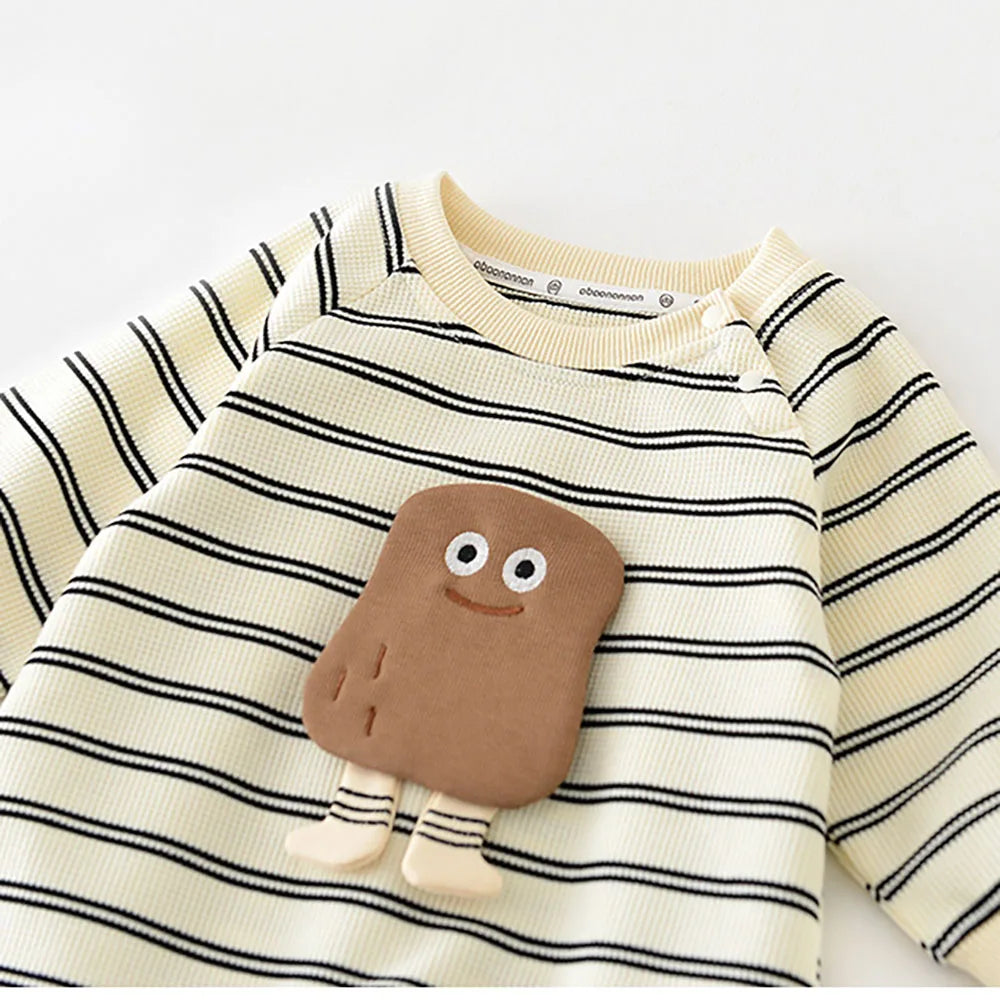 Spring Striped Cartoon Baby Onesie