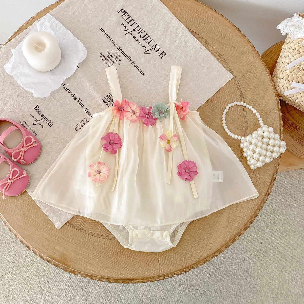 3D Flower Strap Romper