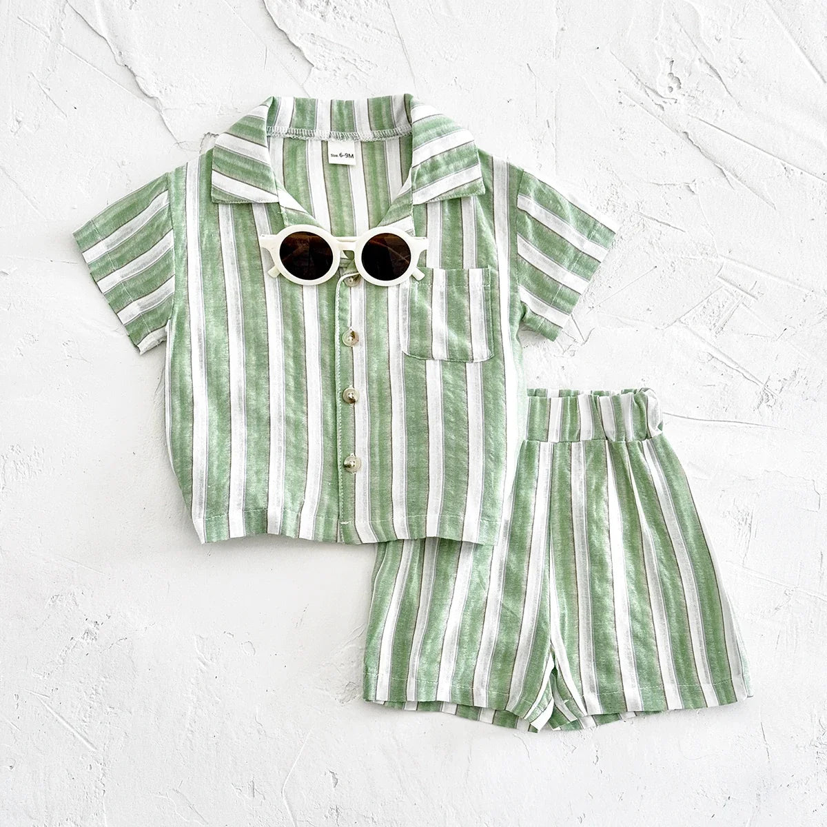 Mint Striped Linen Set