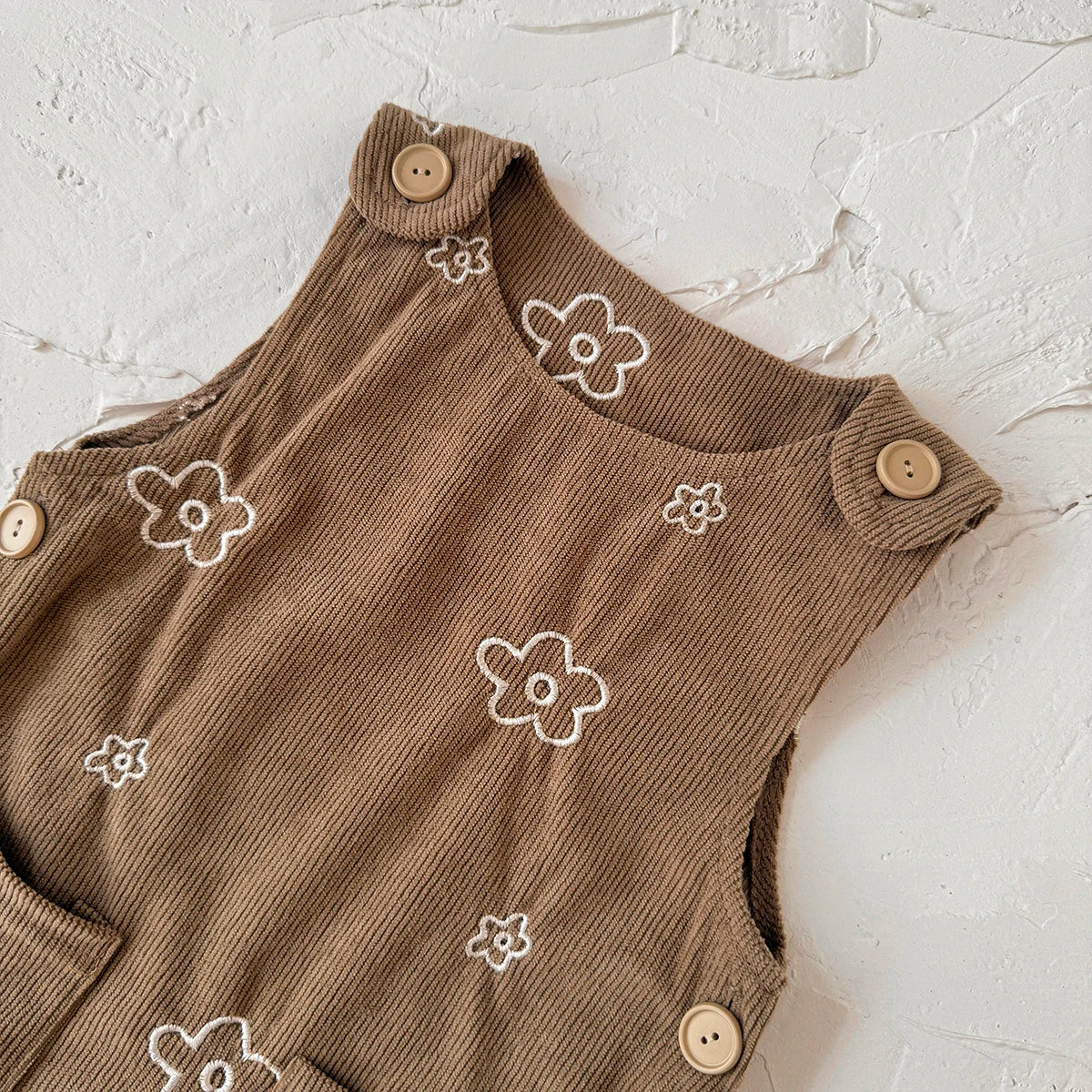Flower Embroidered Pocket Dress