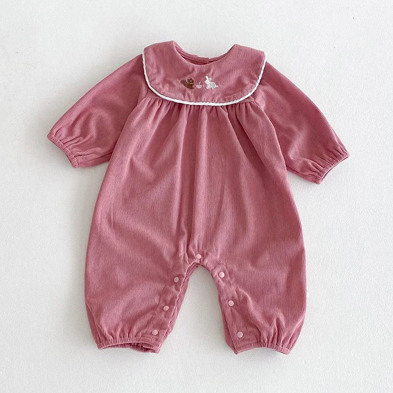 Corduroy Round Collar Jumpsuit