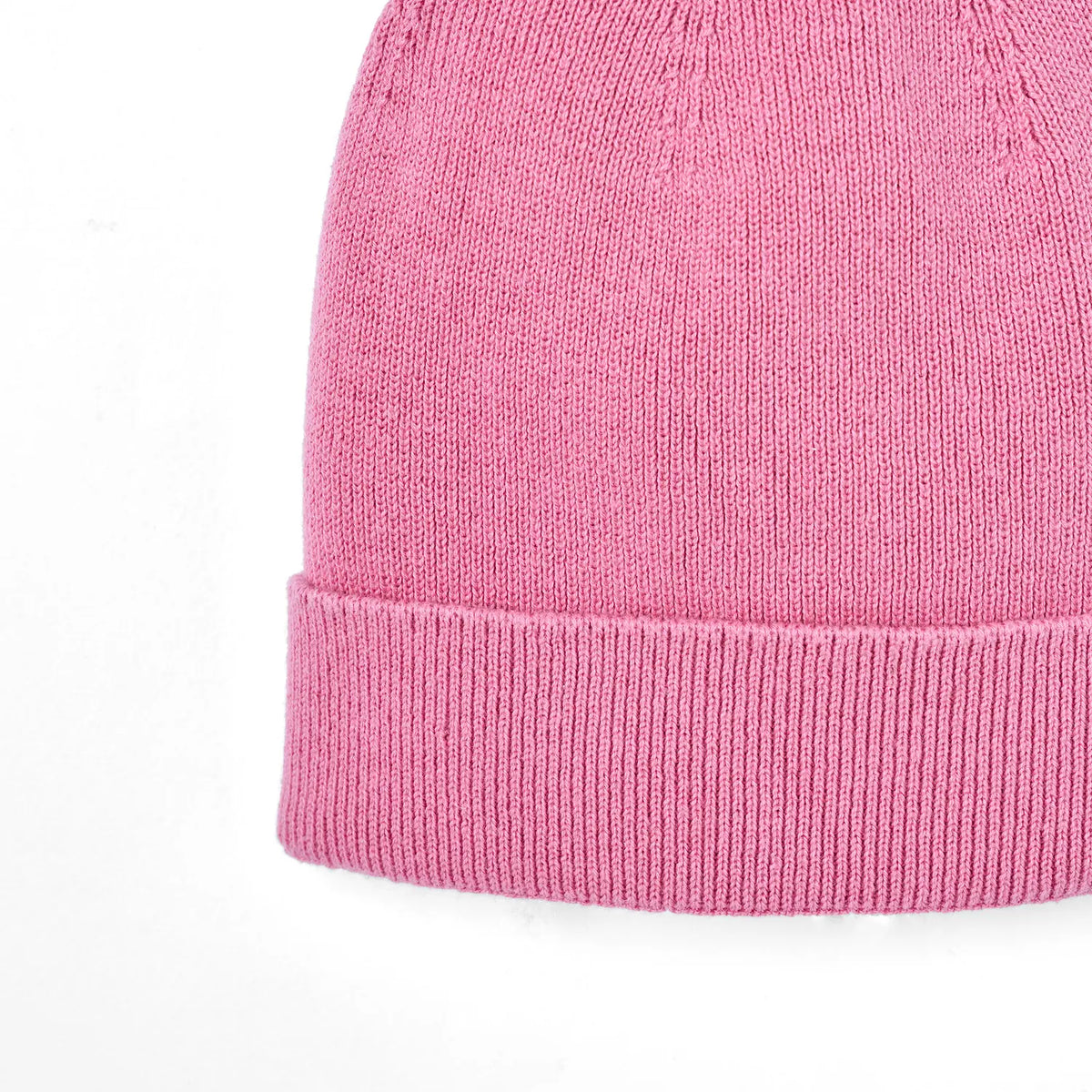 Knit Baby Pom Beanie in Rose Pink