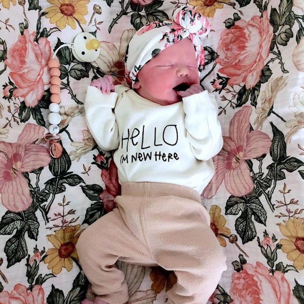 Hello I'm New Here Organic Bodysuit Long Sleeve