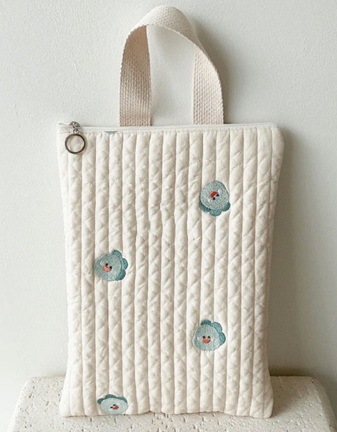Quilted Embroidered Diaper travel Bag
