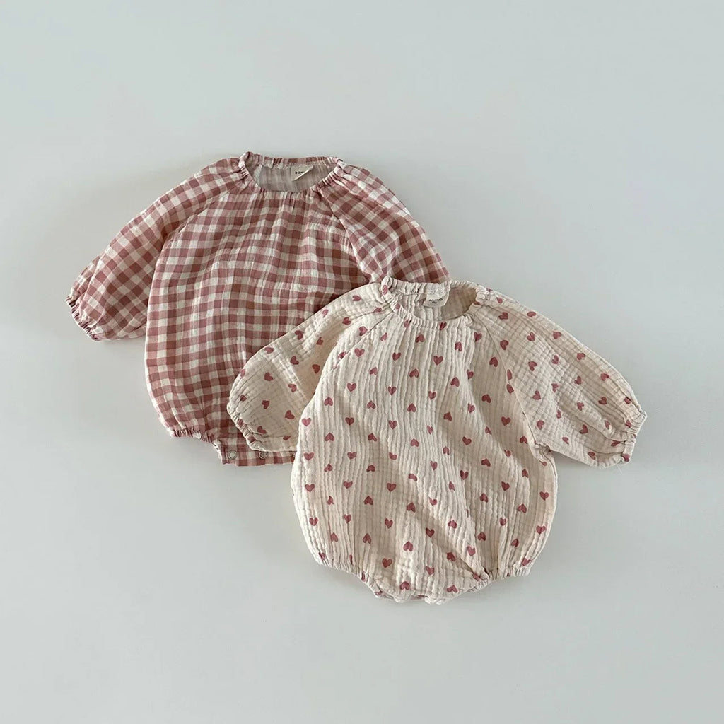 Plaid Hearts Girls Romper