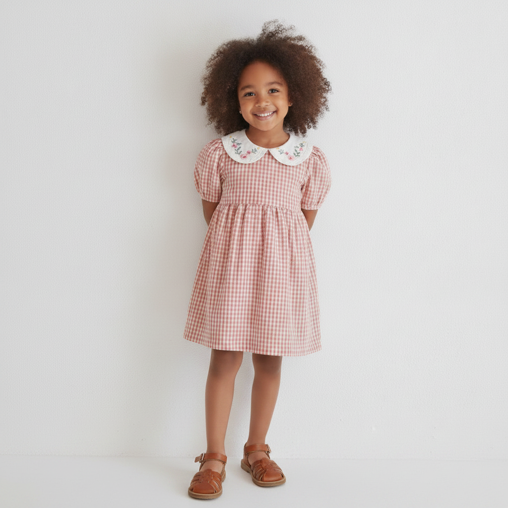 Sister Floral Plaid Romper Dress
